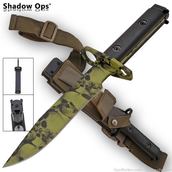 Heavy Duty Shadow Ops AR-15 Bayonet Undead Skull Green-img-0