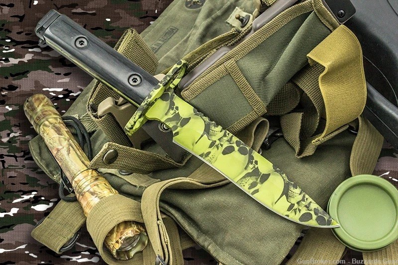 Heavy Duty Shadow Ops AR-15 Bayonet Undead Skull Green-img-1