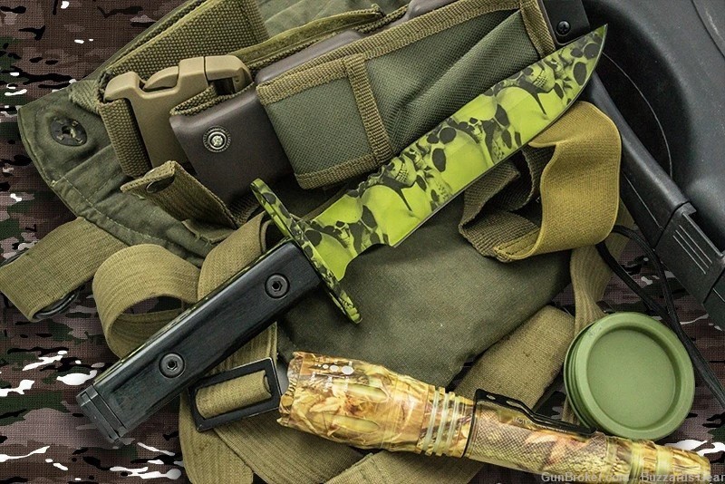 Heavy Duty Shadow Ops AR-15 Bayonet Undead Skull Green-img-3