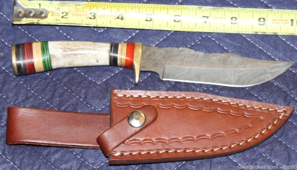 CUSTOM HUNTING KNIFE DAMASCUS ANTLER SK4537-img-0