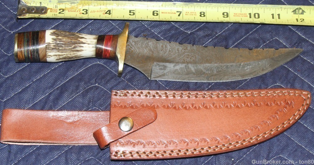 CUSTOM DAMASCUS KNIFE 12 INCH ANTLER HANDLE 803*-img-0