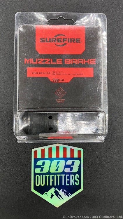 SUREFIRE MUZZLE BRAKE .338 Cal 3/4-24 Threads-img-0