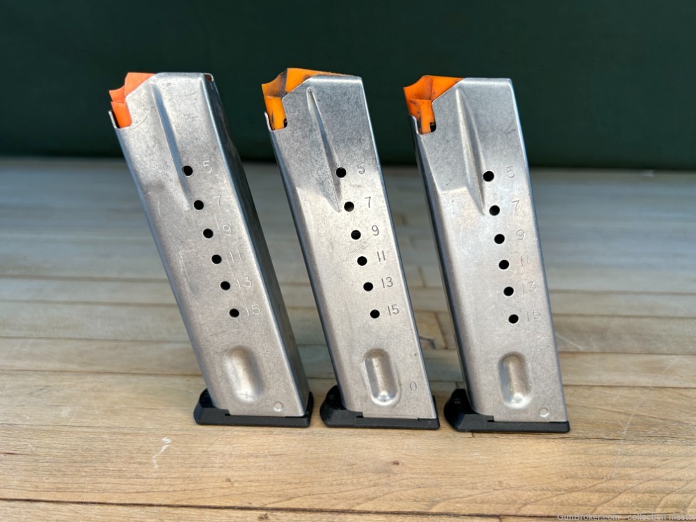 Smith & Wesson 5906 Semi Auto Pistol Mags 15 Rounds Three (3) Used Magazine-img-0
