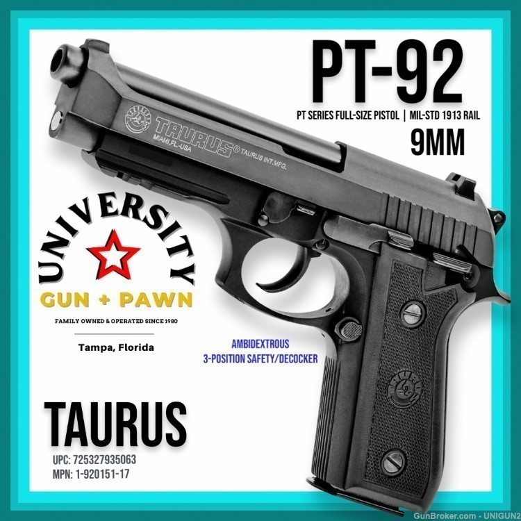 TAURUS PT-92 PT92 725327600527 1-920151-17-img-0