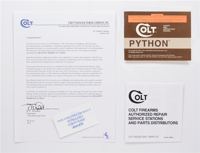 Colt Python 2003 Manual, Letter, More.-img-0
