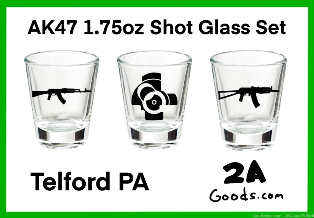 Triple Pack AK47 AK74 AK103 Saiga Krink Izmhash 7.62x39 1.75oz Shot Glasses-img-0