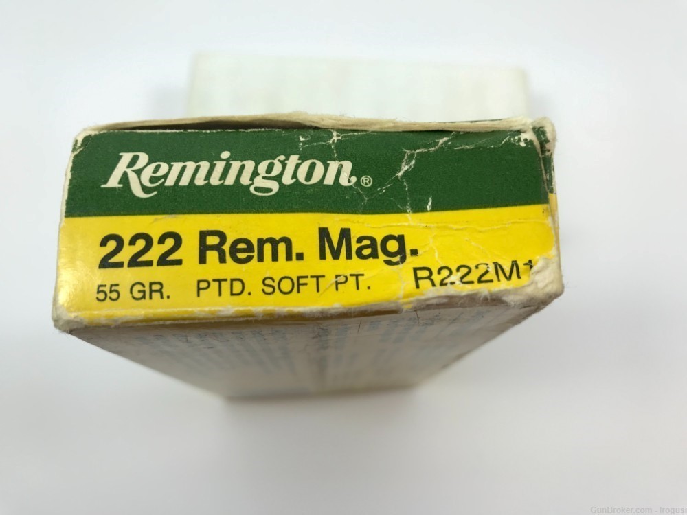 1974-84 Remington .222 Rem Mag 55 Gr Ptd Soft Pt FULL Vintage Box 1157-NR-img-3