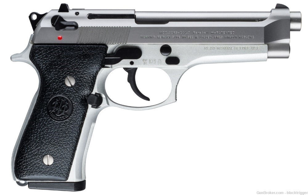 Beretta JS92F520M 92FS Inox 9mm 15+1 4.9" Satin Stainless Finish Black Grip-img-1
