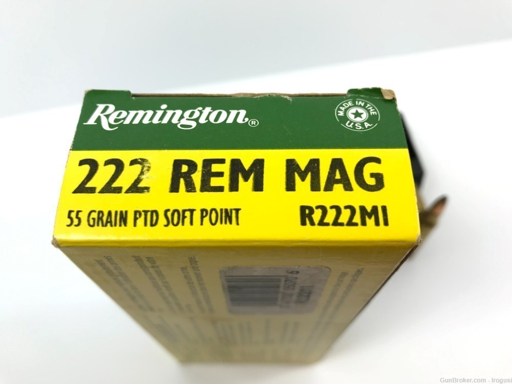  1974-84 Remington .222 Rem Mag 55 Gr Ptd Soft Pt FULL Vintage Box 1159-NR -img-3