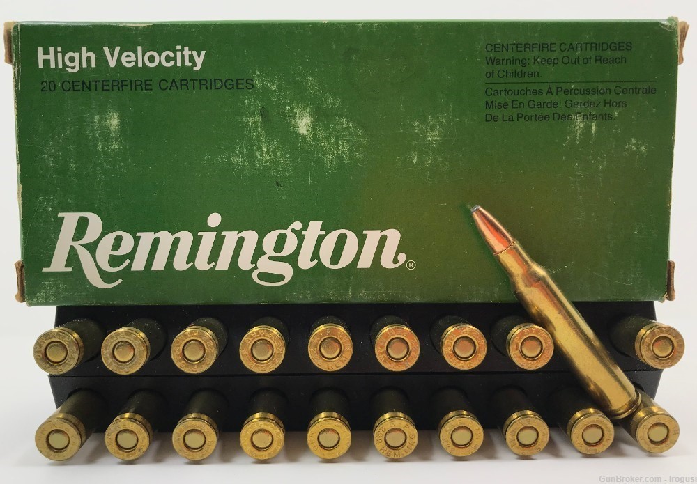  1974-84 Remington .222 Rem Mag 55 Gr Ptd Soft Pt FULL Vintage Box 1160-NR -img-0