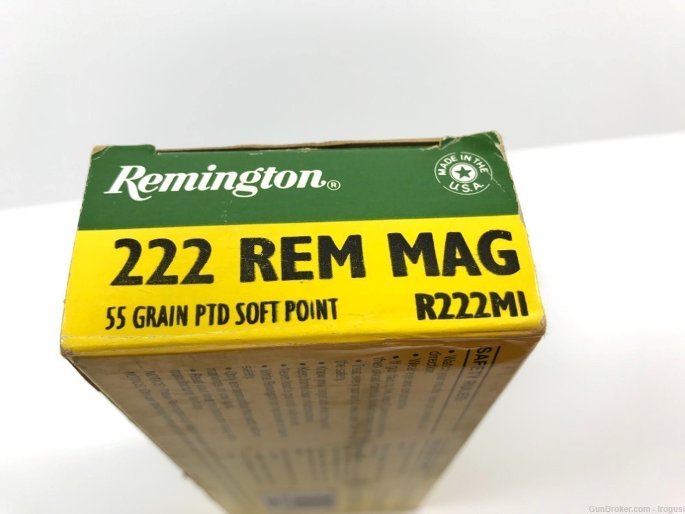  1974-84 Remington .222 Rem Mag 55 Gr Ptd Soft Pt FULL Vintage Box 1160-NR -img-5