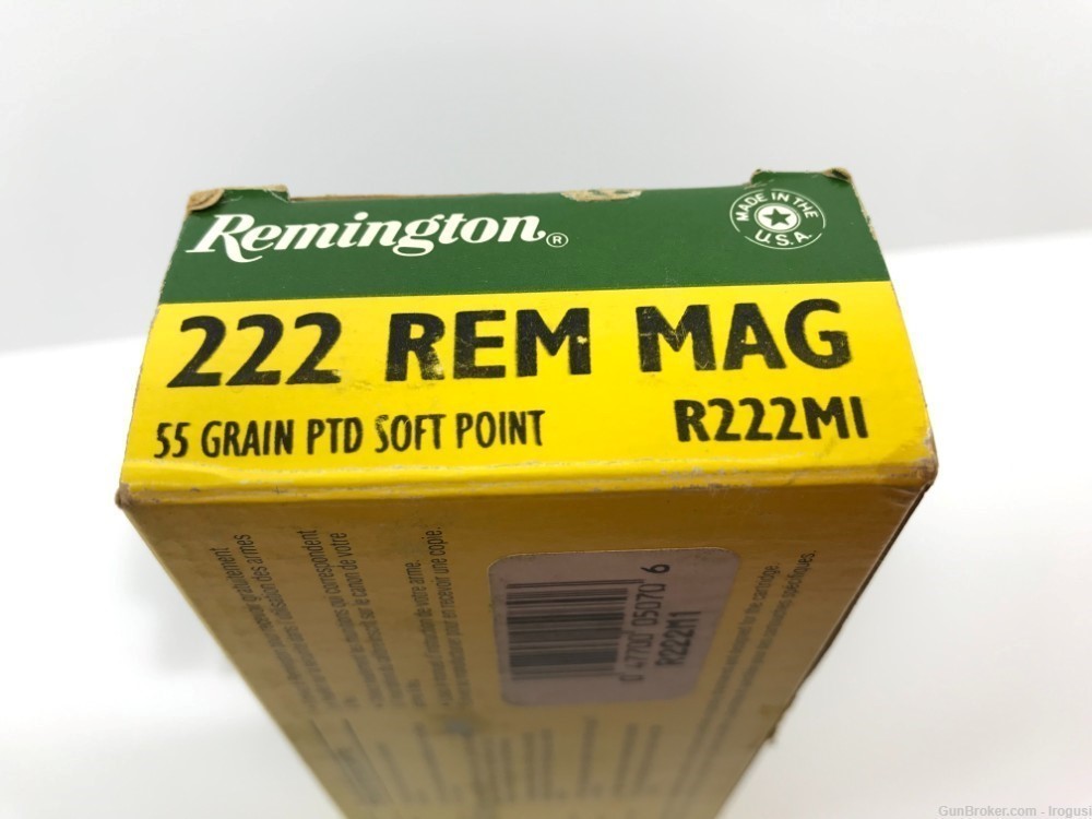  1974-84 Remington .222 Rem Mag 55 Gr Ptd Soft Pt FULL Vintage Box 1160-NR -img-4