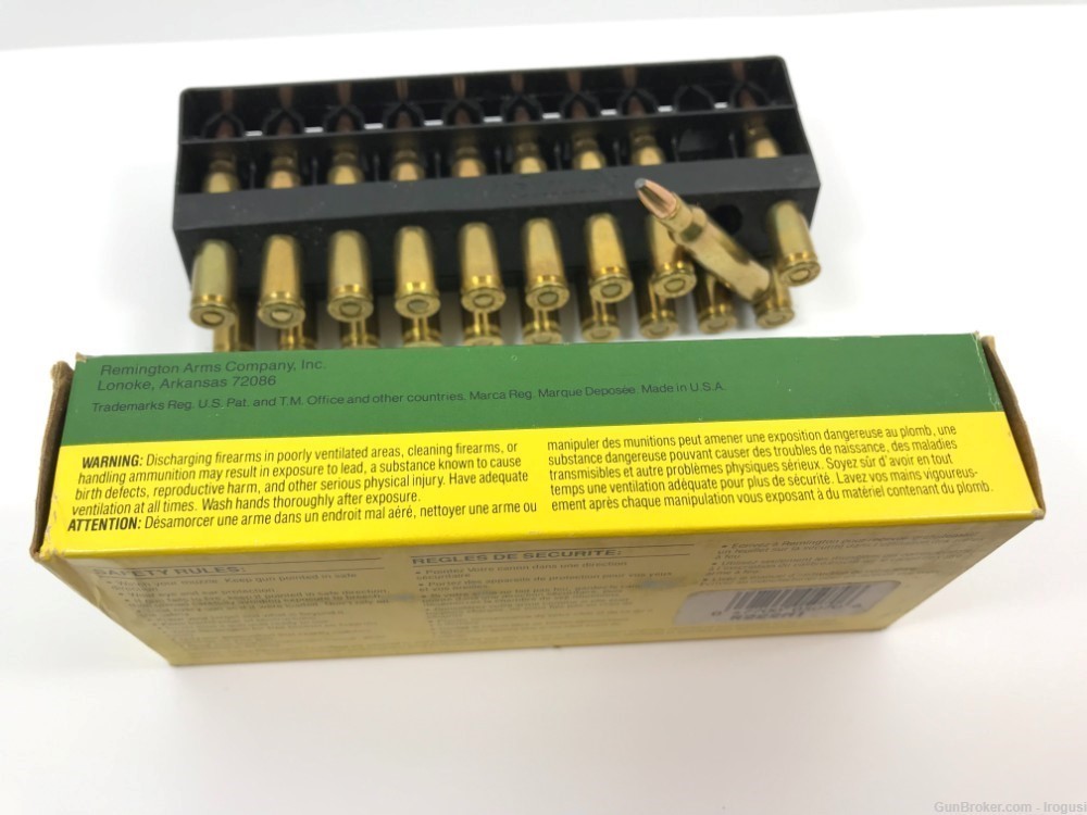  1974-84 Remington .222 Rem Mag 55 Gr Ptd Soft Pt FULL Vintage Box 1160-NR -img-3