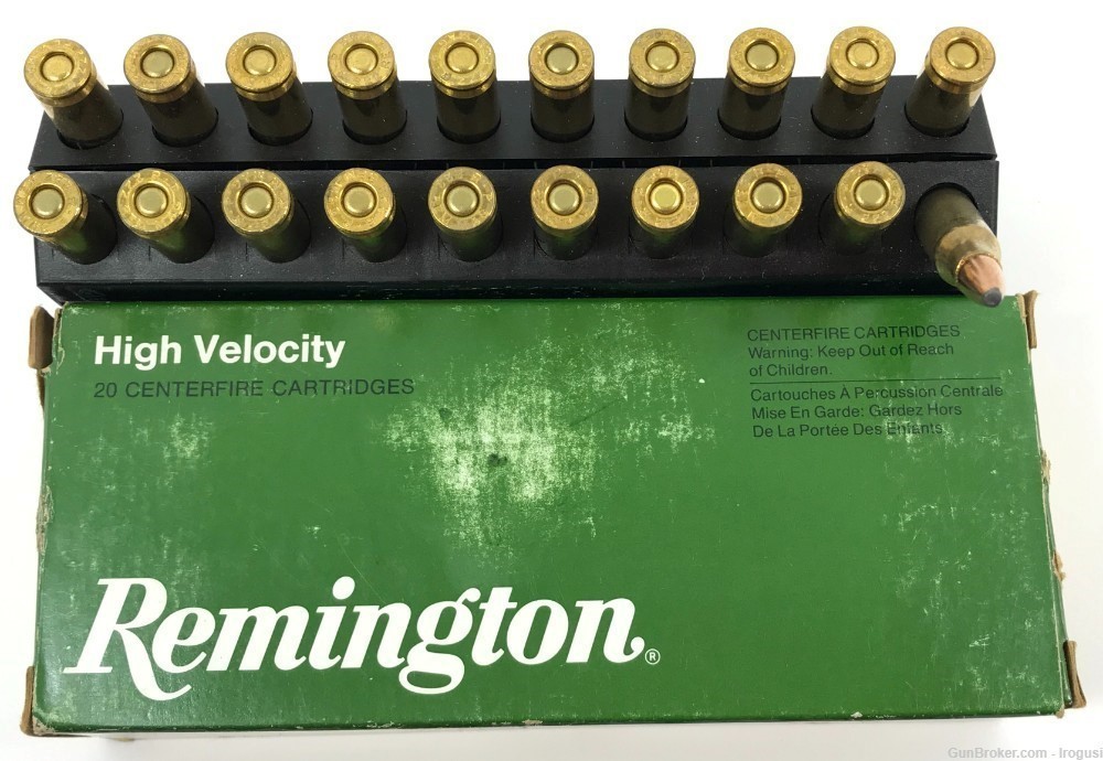  1974-84 Remington .222 Rem Mag 55 Gr Ptd Soft Pt FULL Vintage Box 1161-NR -img-0