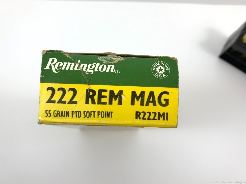  1974-84 Remington .222 Rem Mag 55 Gr Ptd Soft Pt FULL Vintage Box 1161-NR -img-4