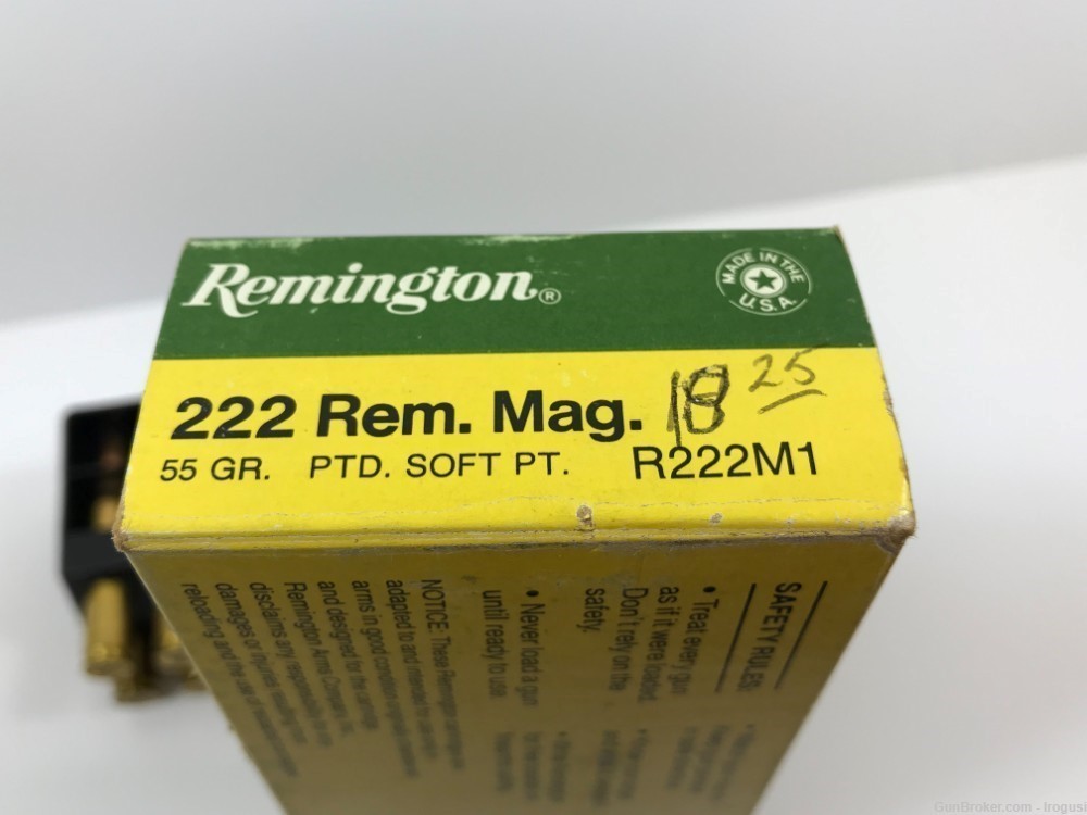  1974-84 Remington .222 Rem Mag 55 Gr Ptd Soft Pt FULL Vintage Box 1162-NR -img-5