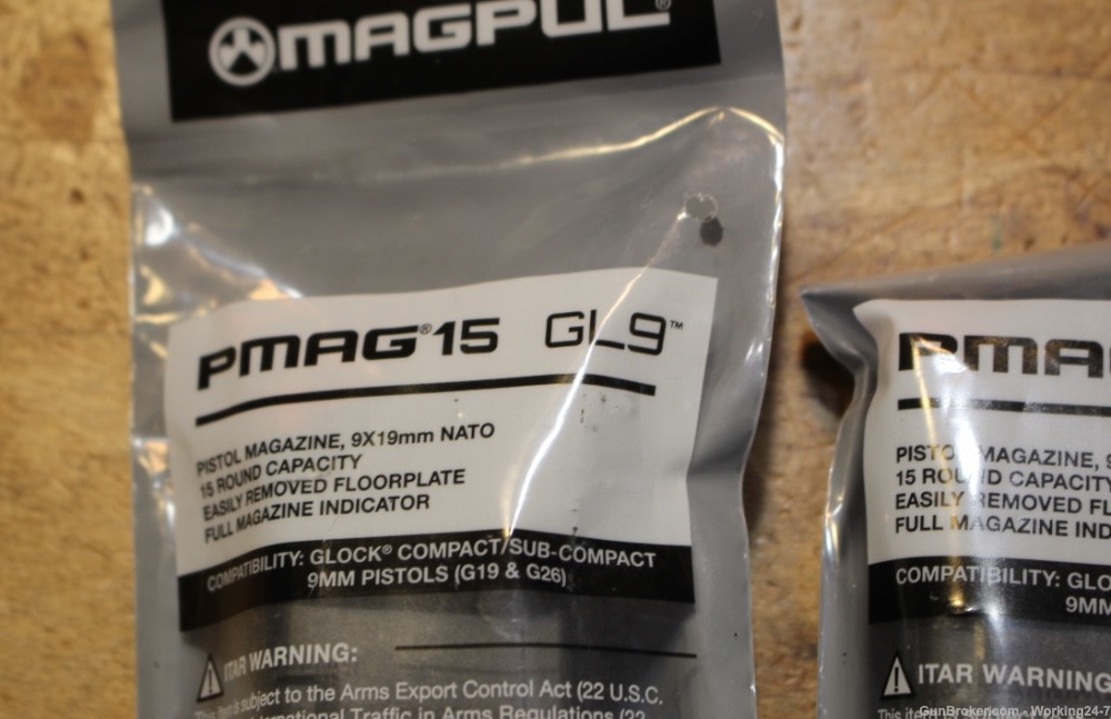 Set of 2 MAGPUL GL9 15 Round Capacity Magazine fits Glock 19 G19 Pistol Gun-img-1