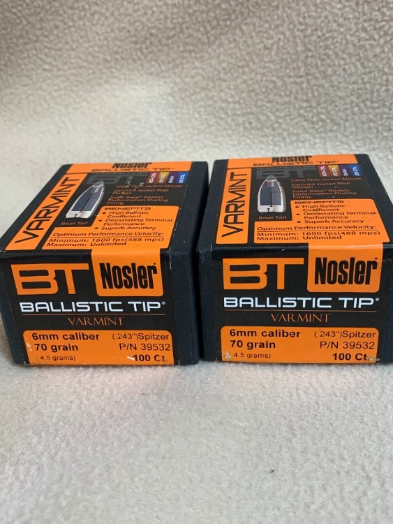 #200 Nosler 6mm (.243") 70gr Ballistic Tip Varmint Bullets -img-0