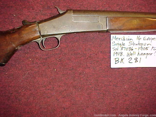 BK# 281 - Meridian Single Barrel 16 Guage Shotgun-img-0