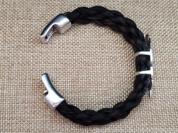 Cowboy Collectibles Horse Hair BST-9 BLACK Bracelet Feather Slide.9".UNISEX-img-5