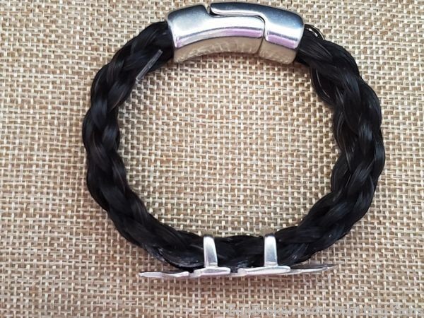 Cowboy Collectibles Horse Hair BST-9 BLACK Bracelet Feather Slide.9".UNISEX-img-4