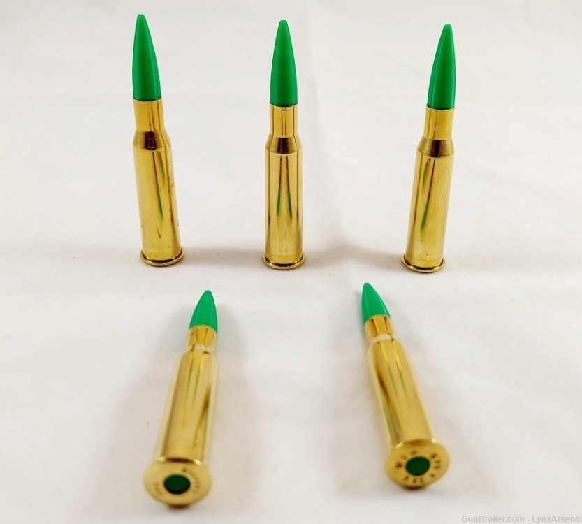 7.62x54R Brass Snap caps / Dummy Training Rounds - Set of 5 - Green-img-0