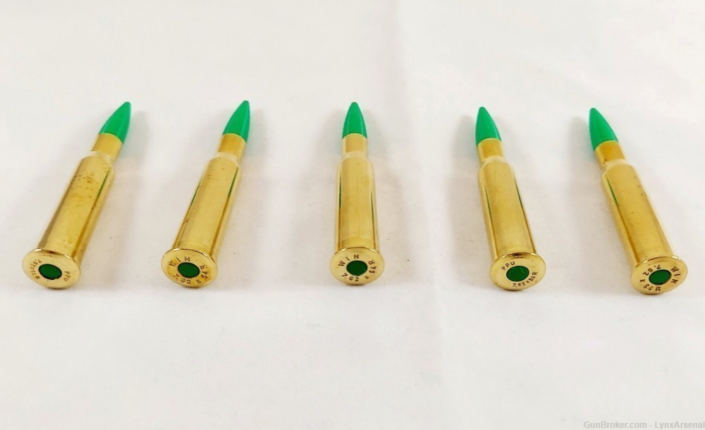 7.62x54R Brass Snap caps / Dummy Training Rounds - Set of 5 - Green-img-3