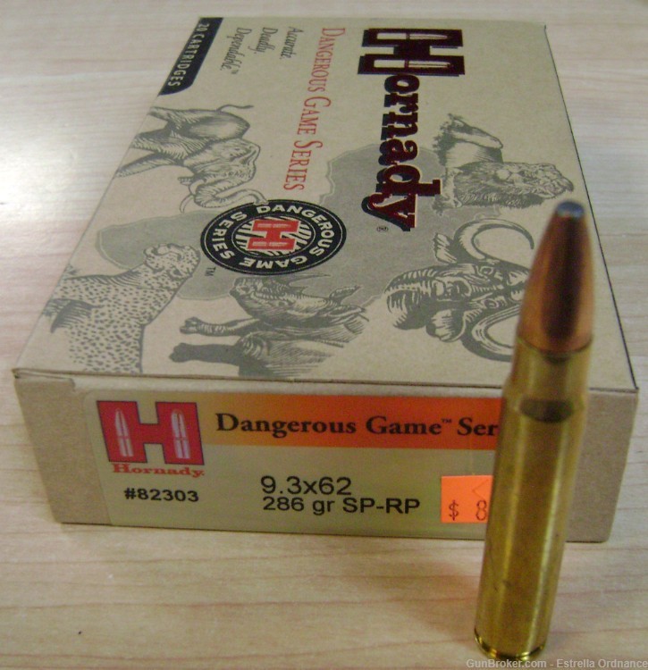 Hornady 9.3x62mm Dangerous Game Series 9mm Mauser 286 Grain SP-RP # 82303-img-0