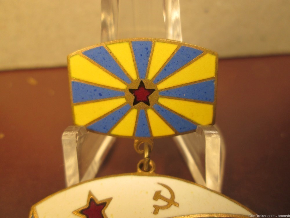 Vintage RUSSIAN Enameled Airforce Medal-Badge, 2 piece, pinback-img-5