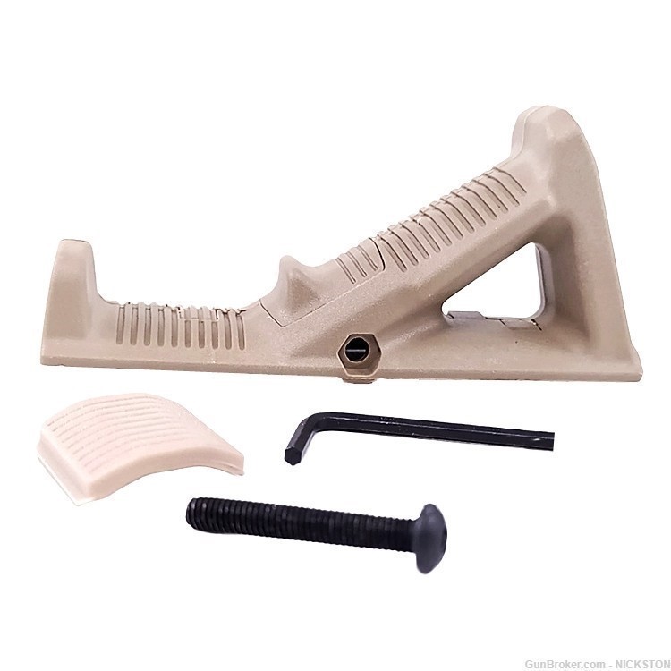 Triangle Angled Fore Grip Hand Stop Polymer Low Profile Tactical AR Tan-S-img-4