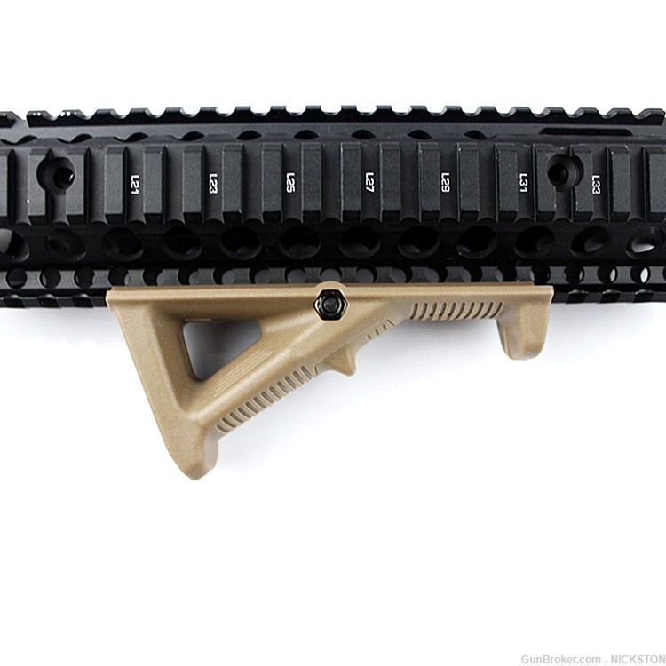 Triangle Angled Fore Grip Hand Stop Polymer Low Profile Tactical AR Tan-S-img-10