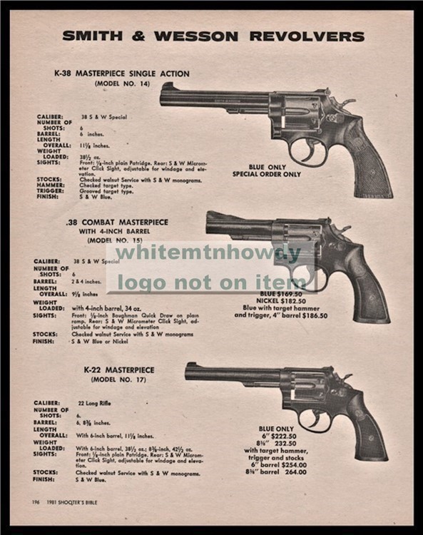 1981 SMITH & WESSON K-38 K-22 Masterpiece Revolver PRINT AD-img-0