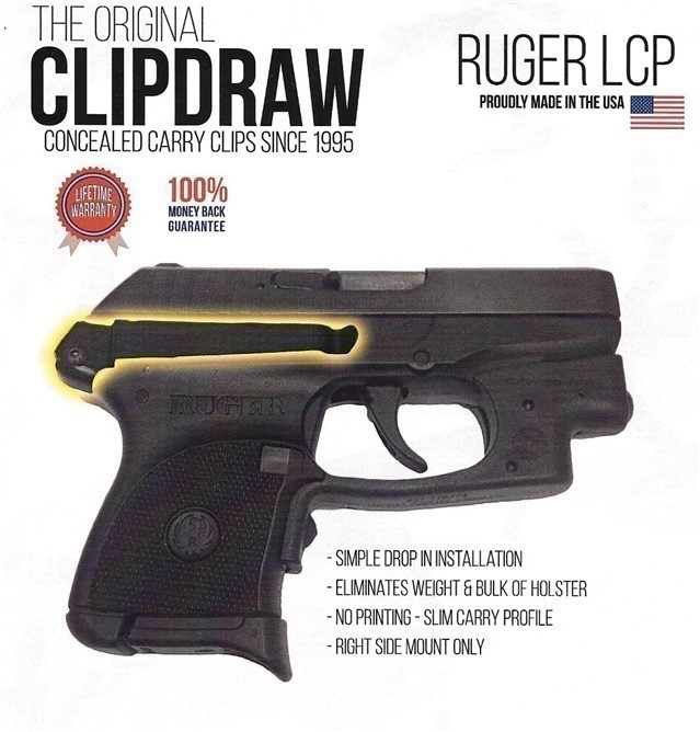 Clipdraw Belt Clip for Ruger LCP 1 One 380 IWB-img-0