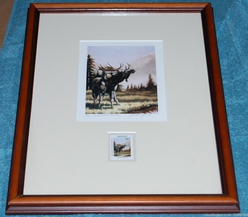 Victor Young Conservation Edition 27/45 Eastern Moose Picture Habitat Stamp-img-0