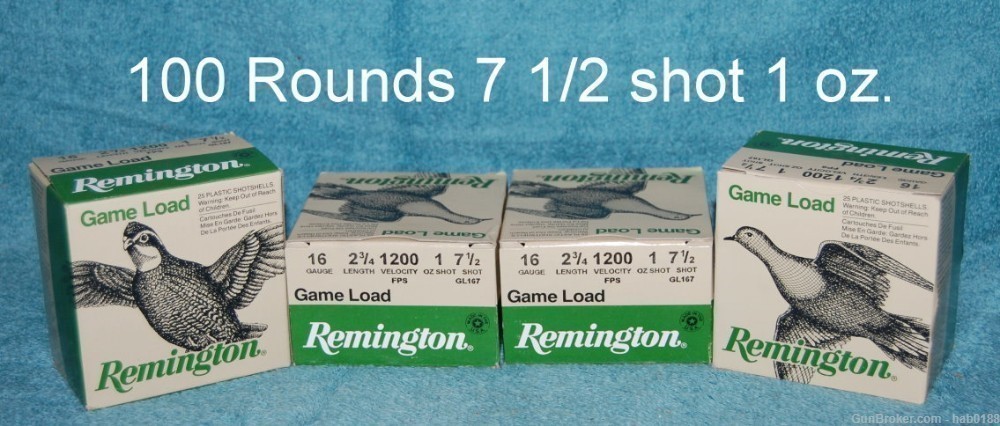 4 Full Boxes of Remington Game Load 16 Gauge 1 oz 7 1/2 Shot -img-0