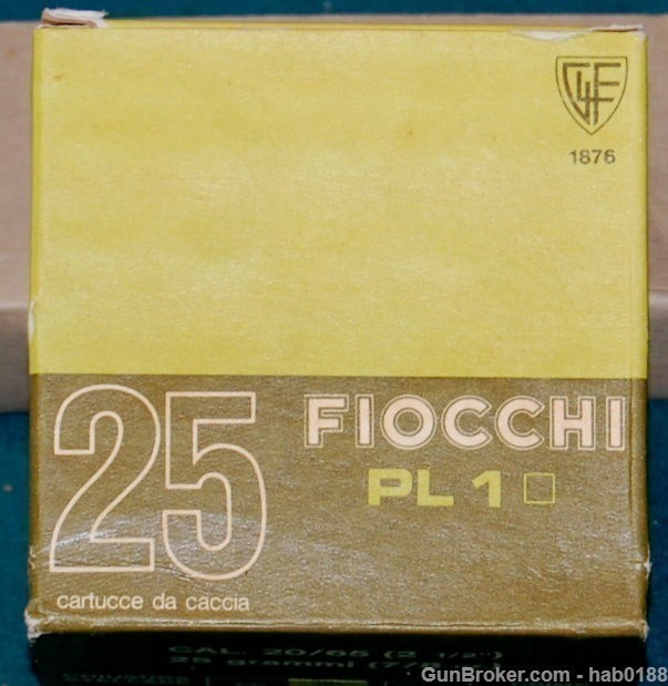 Extremely Rare Full Box 20 Gauge Fiocchi PL 1 Shotshells w/ 11 Shot-img-0