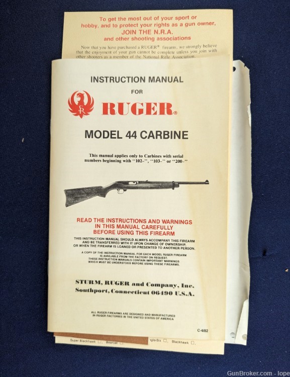 Unfired Ruger 44 Carbine Final Yr Production Collection of Ruger Past Presi-img-2