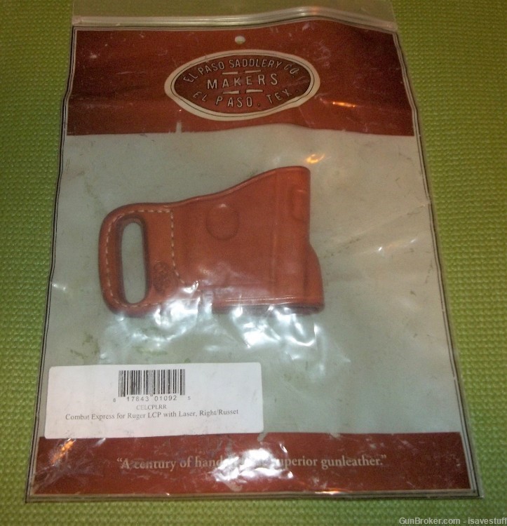 Ruger LCP  El Paso Saddlery Combat Express Right Hand OWB Leather Holster-img-1