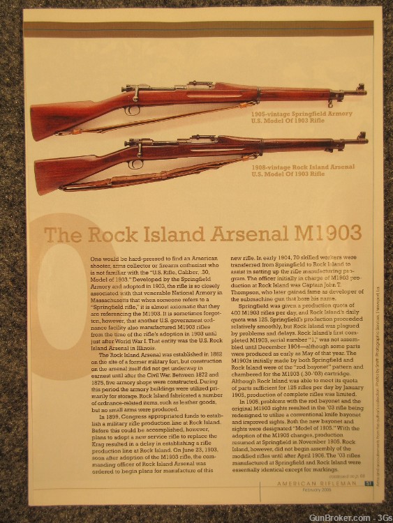 US Rock Island Arsenal Springfield 1903 30 06 RIA Sling Bayonet C&R       -img-130