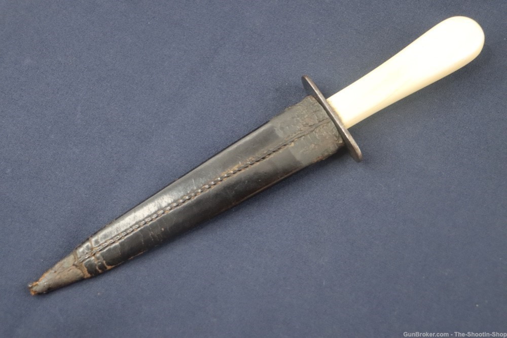 Civil War Era Double Edged Dagger Fighting Knife Genuine Ivory Grip 7"Blade-img-22