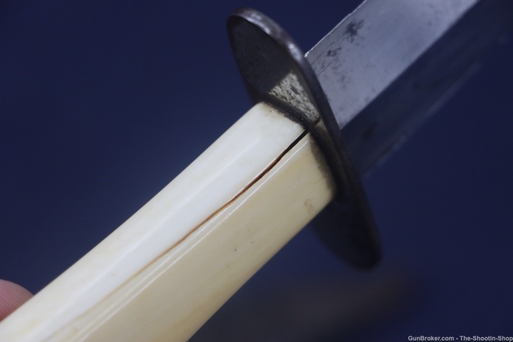 Civil War Era Double Edged Dagger Fighting Knife Genuine Ivory Grip 7"Blade-img-17