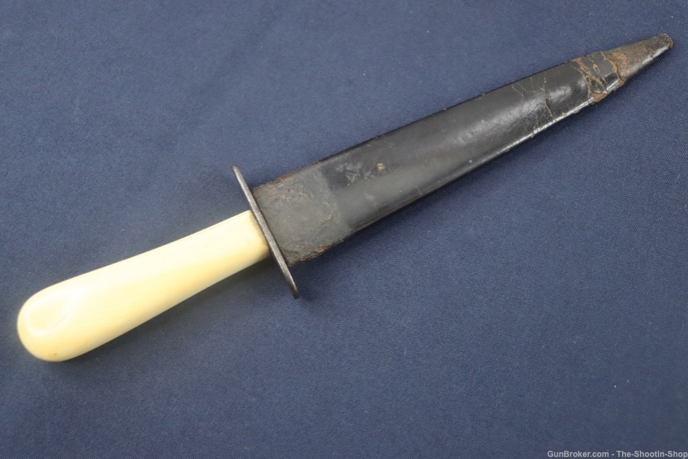 Civil War Era Double Edged Dagger Fighting Knife Genuine Ivory Grip 7"Blade-img-21