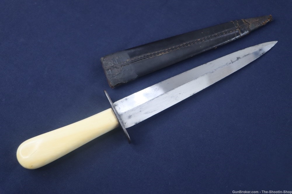 Civil War Era Double Edged Dagger Fighting Knife Genuine Ivory Grip 7"Blade-img-6