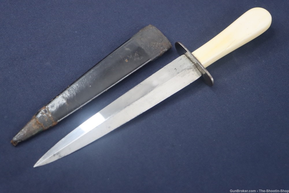 Civil War Era Double Edged Dagger Fighting Knife Genuine Ivory Grip 7"Blade-img-0