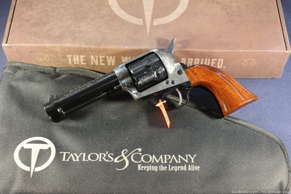 Taylors & Co 1873 Cattleman ENGRAVED Revolver 357MAG Single Action 4.75" TT-img-0