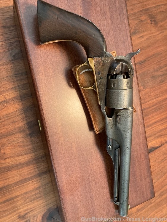 Colt 1860 Army .44 Pistol Engraved 1869 Navy Cylinder Scene Case & Holster-img-7