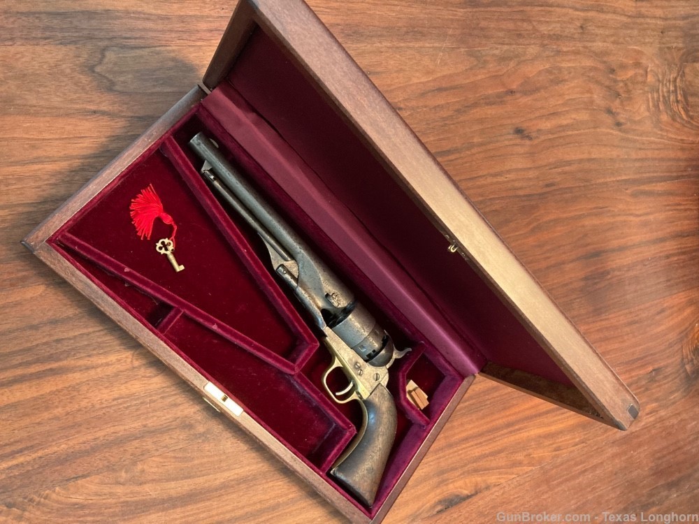 Colt 1860 Army .44 Pistol Engraved 1869 Navy Cylinder Scene Case & Holster-img-54