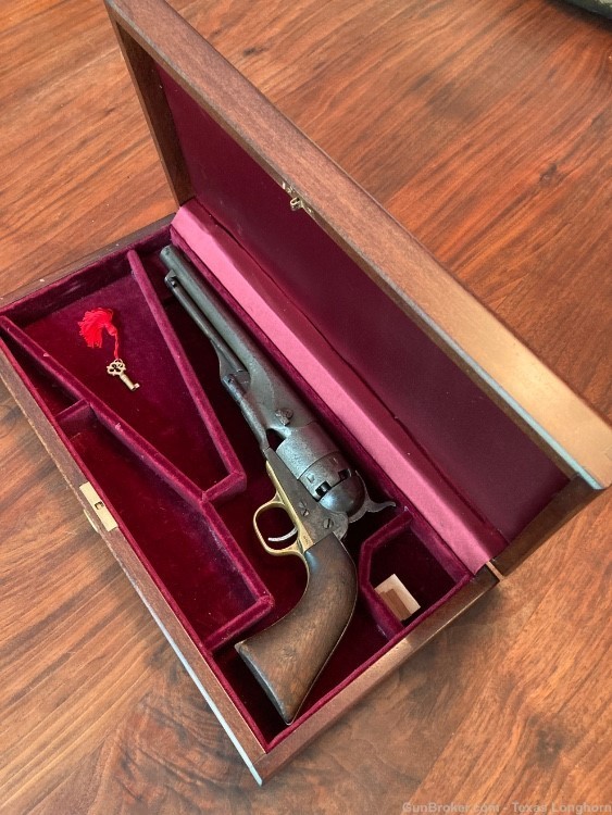 Colt 1860 Army .44 Pistol Engraved 1869 Navy Cylinder Scene Case & Holster-img-1