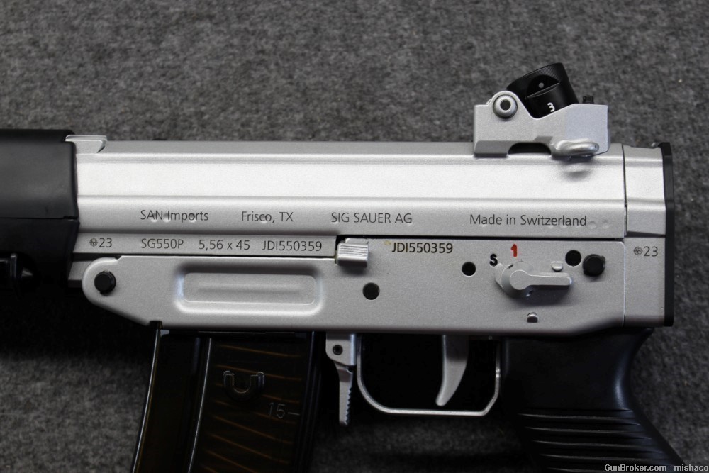 NIB Swiss Import SIG SG550 5.56 NATO 21" Diopters STGW90 Blum Silver Pistol-img-3