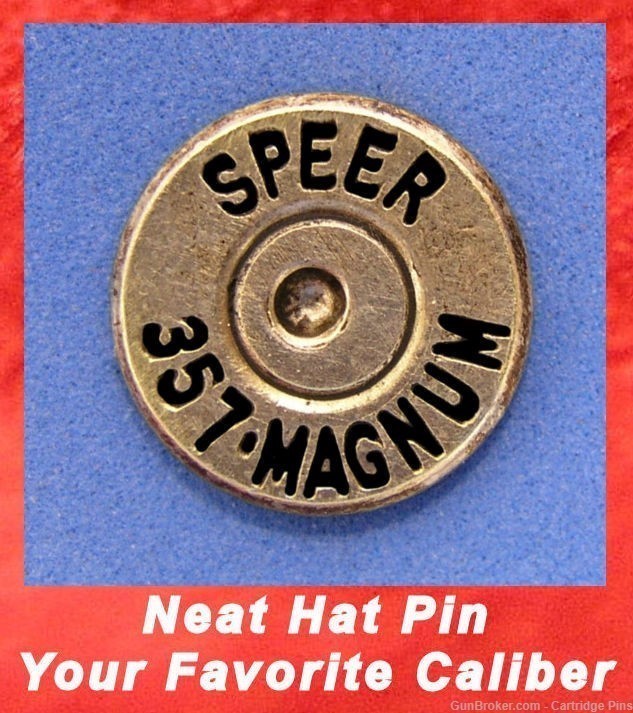 SPEER  357 MAGNUM MAG Nickel Plated Cartridge Hat Pin  Tie Tac  Ammo Bullet-img-0